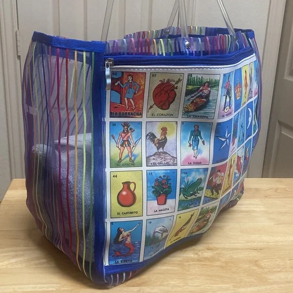Loteria Colorful Striped Tote Bag - Picture 7 of 10
